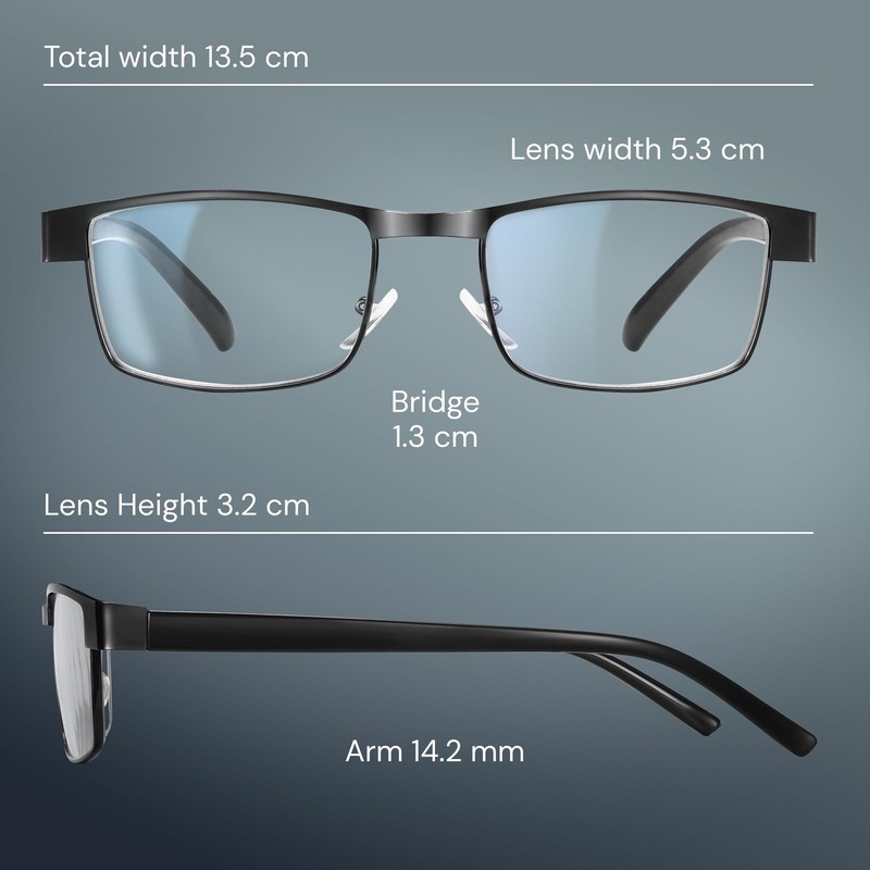 BLS Businessman Rectangular Reading Glasses - Professional Durable Readers -