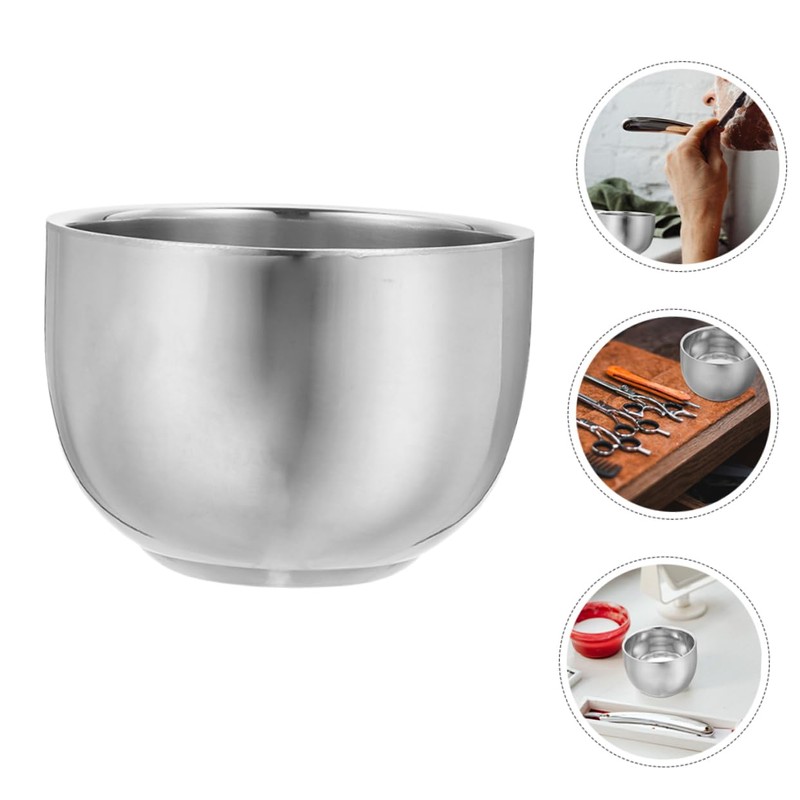 VICASKY 2pcs Double Layer Stainless Steel Shaving Soap Bowl Shave