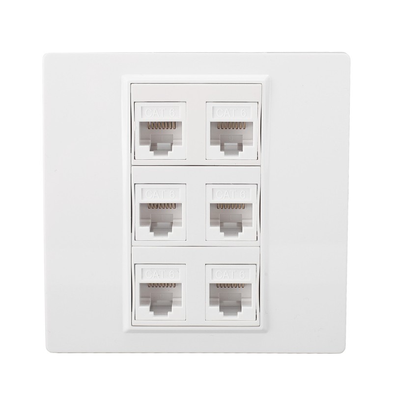 6 Port Cat 6 Ethernet Wall Plate Removable Female to