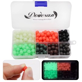 Dovesun Soft Rubber Fishing Beads Fishing Accessories Fishing Bait Eggs 7 Colors Round Fishing Beads with Fishing Tackle-Box 0.31in(250pcs)