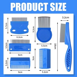 MKEAWWU Lice Comb Set of 6, Blue, 18 cm Long and 3.2 cm Wide, Metal Nit Comb for Effective Lice Removal Pettine Pidocchi