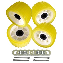 UANOFCN 4 Pcs 5" X 3" Boat Trailer Wobble Rollers Polyurethane Mounting Hole Diameter 3/4"