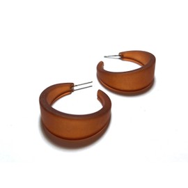 Mahogany Brown Frosted Lucite Large Marilyn Statement Hoop Earrings - MARL-BR-1