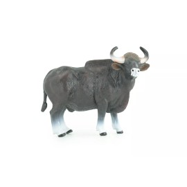 Collectible Wildlife Gifts Gaur Bull Toy, Black, Realistic Hand Painted Rubber Cow, 6 Inches CH937 BB206