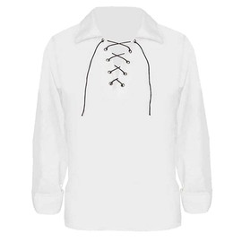 I LOVE FANCY DRESS ADULTS PIRATE COSTUME ACCESSORIES SET FOR MEN. TRICORN PIRATE HAT + WHITE GOTHIC PIRATE SHIRT WITH LACE UP COLLAR + BEARD. PIRATE SET FOR MEN. SIZE: MEDIUM