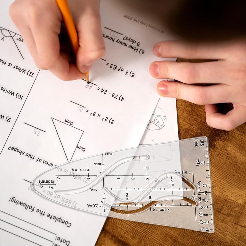 Yuannee Parabolic Stencil,3 PCS Drafting Tool Multifunctional Standard Parabola Ruler