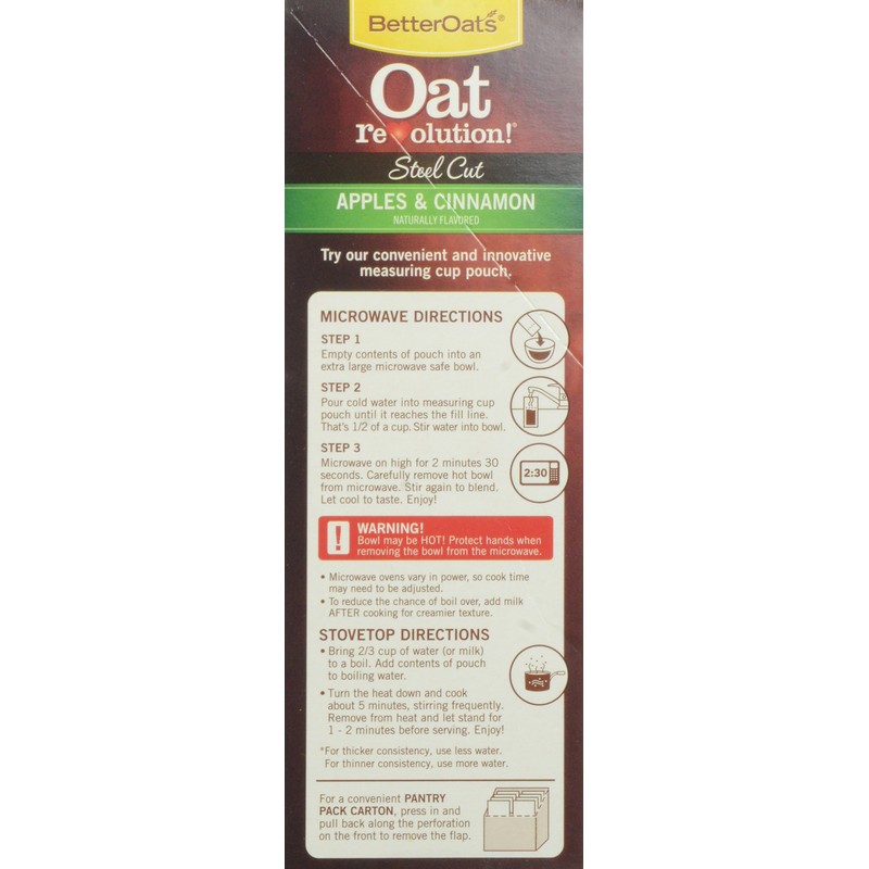 Post Better Oats Steel Cut Instant Oatmeal, whole grain, Apples