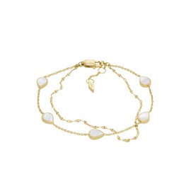 Fossil Women's Teardrop Mother of Pearl Chain Bracelet, Color: Gold (Model: JF04317710)