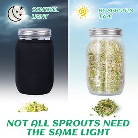 Kikerike Seed Sprouting Jar Kit with 4 Wide Mouth Mason Jars Bean Sprouts Growing Kit Microgreens Growing Jar with Mesh Screen Lids Sprouter Sprouts Maker for Growing Broccoli, Alfalfa, Mung Bean