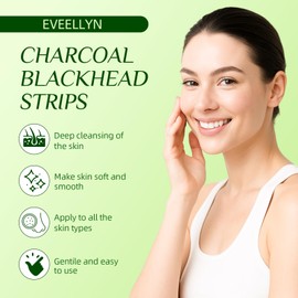 Eveellyn Mitesserentferner Stripes, 80 Stück Mitesser Entfernen mit Aktivkohle, Für Eine Porentiefe Reinigung und Ein Verfeinertes Hautbild, Geeignet für Alle Hauttypen, für Männer und Frauen