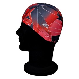 CHEX Elastic Swimming Cap Nylon Lycra Stretchy Tear Resistant Easy Fit Abstract St Tropez Print Lightweight Pull On Swimming Cap One Size Suitable for Ages 3+ Years Red