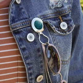 Mystical Owl Pattern with Butterflies Dragonflies Leaves Flowers Magnetic Metal Eyeglass ID Badge Holder