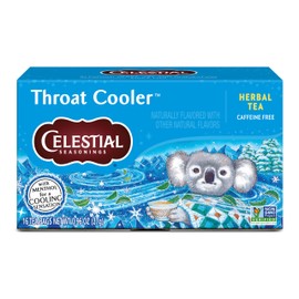 Celestial Seasonings Throat Cooler Herbal Tea, Caffeine Free, 16 Tea Bags Box