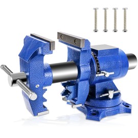 Bench Vise 5 Inch Heavy Duty Vise 360-Degree Rotation Clamp Swivel Base with Anvil Multipurpose Bench Vise Pipe Home Vise for Woodworking, Home or Industrial, Ductile Iron, Clamp force 8800lbs