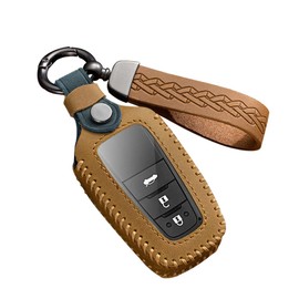 ontto Leather Car Key fob Cover fit for Toyota Camry RAV4 Avalon C-HR Prius Corolla 2016-2020 2/3/4 Buttons Keychain Keyring Accessories Key Bag Key Holder Key Shell Protector Brown B