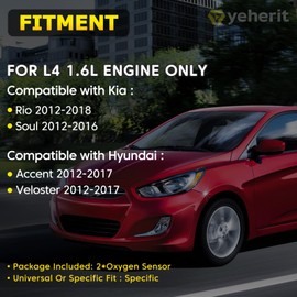 YEHERIT 2PCS 234-5055 Upstream and Downstream O2 Oxygen Sensor Compatible with Hyundai Veloster Accent 2012-2017, Kia Rio Soul 2012-2018 1.6L-L4 234-4568 39210-2B210 39210-2B220