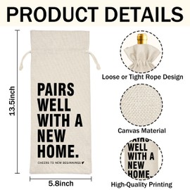 Housewarming Wine Bag - First New Home Gifts, Pairs Well with a New Home, Housewarming Party Decorations House Warming Gift for Women Men Couple Reusable Wine Wrap Bag, Realtor Client Gift (A22)