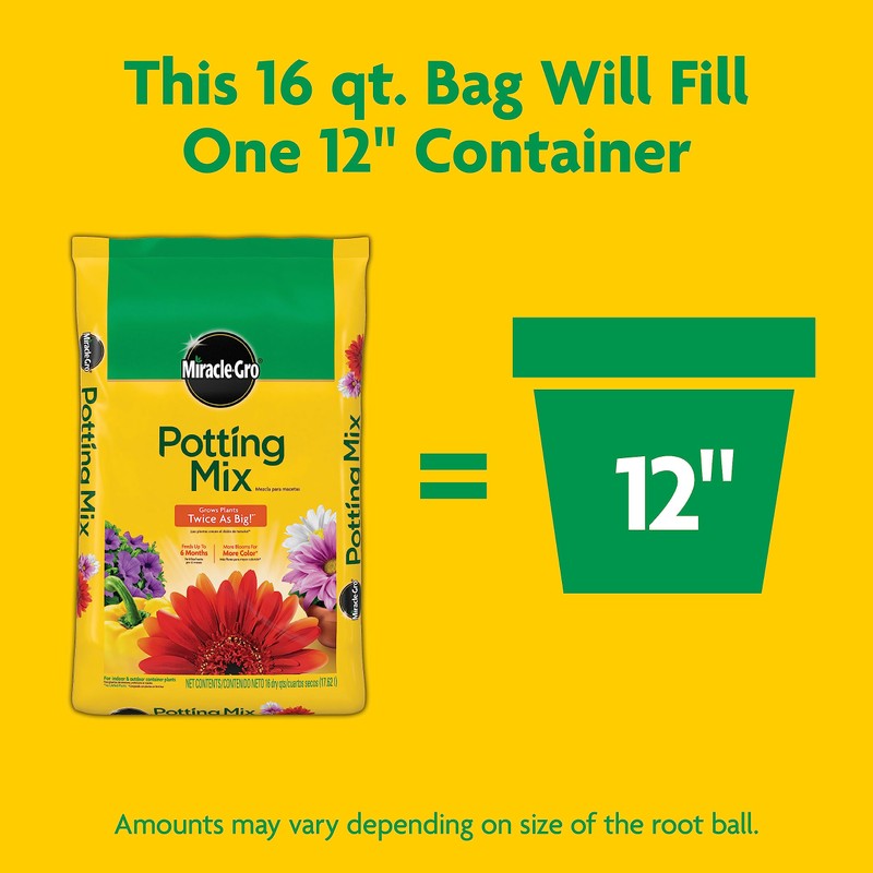 Miracle-Gro Potting Mix, For Container Plants, Flowers, Vegetables, Shrubs, Annuals,