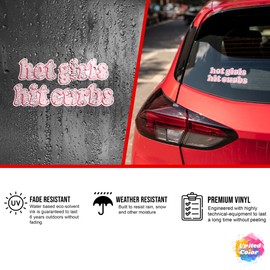 United by Color Hot Girls Hit Curb Sticker Original 7 Inches - Cute Car Stickers for Women - Strong Adhesive - Waterproof - Fade Resistant