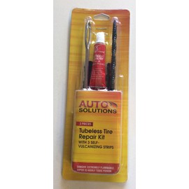 Auto Solutions Car Tubeless Tire Repair Plug Kits  6 pc. Rasp Needle Patch Fix Tools Cement Set