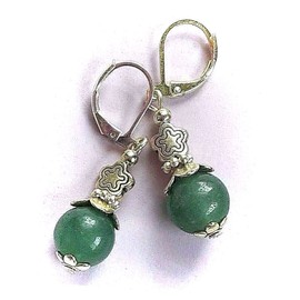 Vine Green Aventurine With Daisy Earring Sp Leverback Handcrafted Adorable Statement Jewelry Earrings for Women
