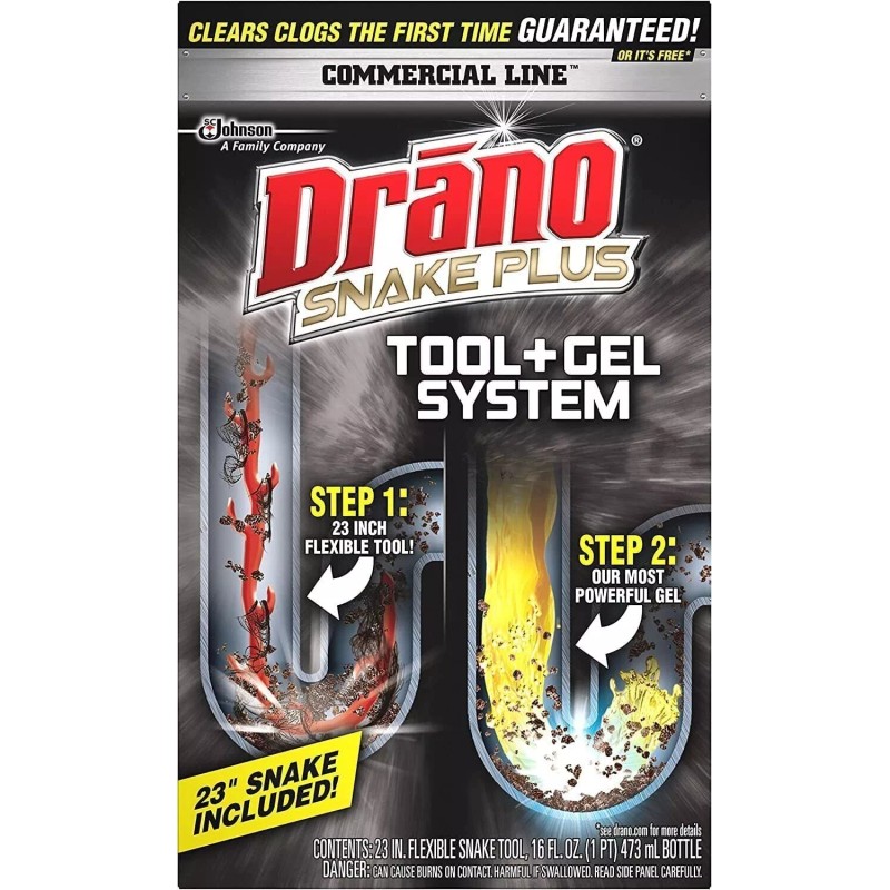 Drano Gel Drain Clog Remover and Cleaner 16oz and Snake