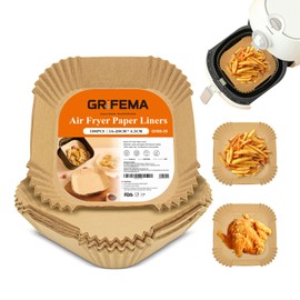 GRIFEMA Heißluftfritteuse Backpapier 100 Stück, 16-20cm, Airfryer Backpapier BPA-Frei, Ungebleicht, Antihaft Wasserdicht Ölfest, 2.2-4.5 L Körbe, Airfryer Papier für Ofen, Mikrowellen, Backen