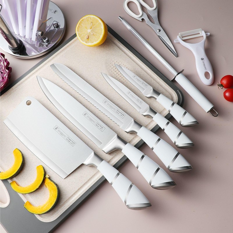Kitchen Knife Set, 9-Piece White Kitchen Knife Set with Acrylic