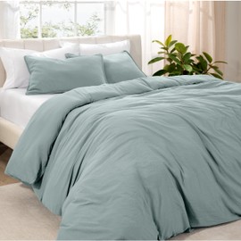 Bare Home Microfiber Duvet Cover Set - Ultra Soft Washed Microfiber - Oversized King Size - Linen-Like Look - Easy Care - Breathable Fabric - Our Softest Duvet Cover Set (Oversized King, Sea Spray)