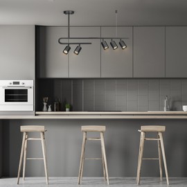 Globe Electric 64000121 32" 5-Light Track Lighting, Matte Black, Side Canopy, Pivoting Track Heads, Side Canopy