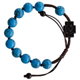 10mm Adjustable Turquoise and Jujube Wood Rosary Bracelet