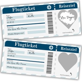 JOCERO Travel voucher flight ticket with scratch sticker – voucher travel, holiday – boarding pass for labelling, gift idea to scratch off for couples, family and friends