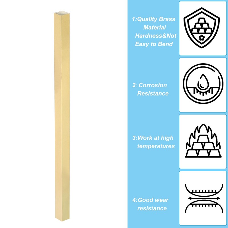 PATIKIL 3/8 x 3/8 x 8" C360 Brass Square Bar,