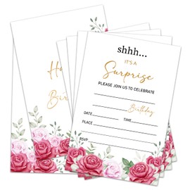 Shhh It's A Surprise Party Invites Birthday Invitations for Women Birthday Party Invitations With Envelopes, Party Celebration Invites Cards (20 Pack), Birthday Invitations Party Invitations Adult -08