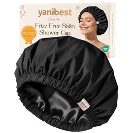 Yanibest Gorro Ducha Mujer Reutilizable Impermeable Forro Satén Banda Elástica Suave Grande Lavable