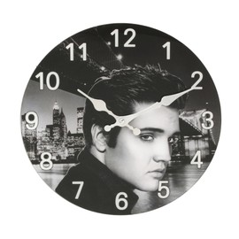 Beyond Happy Elvis Presley Retro Music Legend Portrait Glass Clock (30cm Diameter), Portrait Clock, Wall Clock, Legend Clock