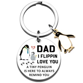Fathers Gifts for Dad from Daughter Son Best Penguin Dad Keychain Cute Penguin Gift Birthday Christmas Father's Day Gifts Stocking Stuffers Gift Ideas for Father Daddy Christmas In July Present