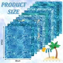 FYSUIMU 12Pcs Ocean Waves Cotton Fabric Bundles Blue Sea Wave Fat Quarters Summer Sewing Fabrics for DIY Craft Party Decor, 18 x 22 Inch