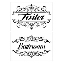 SHINEOFI 2 Pcs Bathroom Door Stickers Signs Bathroom Decorations Wall Stickers Decorative Decal Bathroom Toilet Sticker Bathroom Labels Bathroom Sign Restroom Sign Decor Door Sign PVC Black