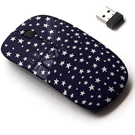 CJCBROES 2.4G Wireless Mouse with Cute Pattern Design for All Laptops and Desktops with Nano Receiver - Doodles Stars
