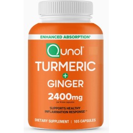 Qunol Turmeric Curcumin with Black Pepper  & Ginger, 2400mg Joint Support, 105 Count,,
