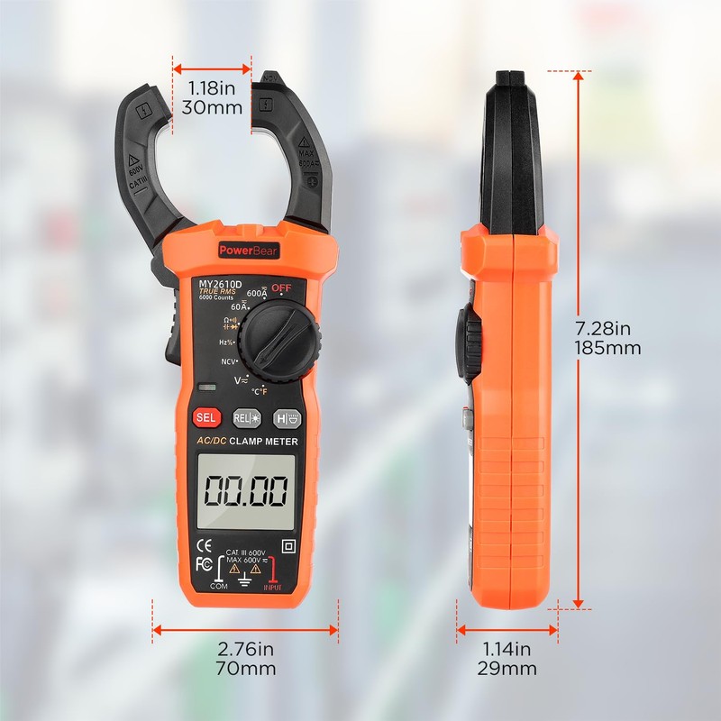 PowerBear Digital Clamp Meter Multimeter 6000 Counts for AC/DC Current