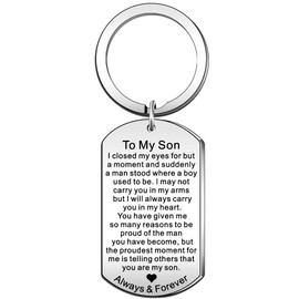 JETTOP Son Gifts Inspirational Son Keyring Encouragement Son Birthday Gifts from Mum Son Christmas