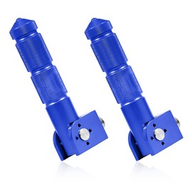 NYTKL 2 PCS Motorcycle Foldable Foot Pegs, 90 Degree Fixed CNC Aluminum Folding Passenger Footrest Pedal, Anti-Skid Folded Rear Footpeg Supports for Electric Motor Bicycle ATV (Blue)