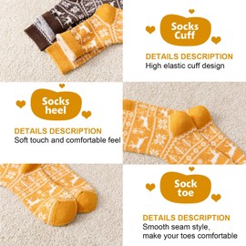 ICEIVY 5 Pair Fuzzy Cozy Fluffy Socks for Women, Warm Comfy Soft Casual Home Sleep Winter Wool Socks, Gifts for Women