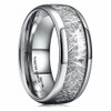 King Will METEOR Mens 8mm Silver Tungsten Carbide Meteorite Inlay