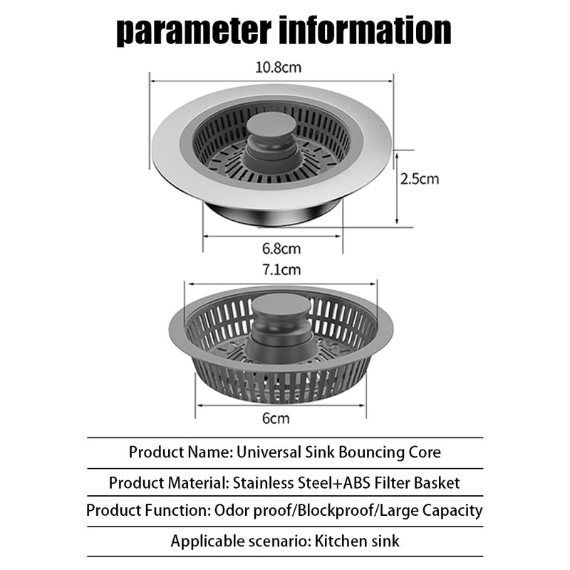 3 in 1 kitchen sink drain strainer and Stopper Combo