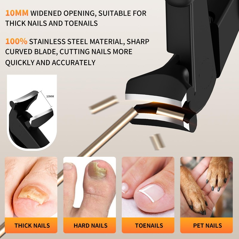ZIZZON Ergonomic Non-Slip Long Handle Nail Clippers for Seniors –