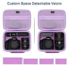 Camera Case Compatible with Canon EOS Rebel T7 / R100 / R50 / R5 / R6 Mark II / R7 / R8 / 90D / 5D Mark IV, Sony, Nikon DSLR Camera, Lens, Tripod, with 4 Pieces of Dividers and Shoulder Strap, Purple