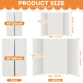 Ctosree 18 Pcs Tri Fold Display Board Fold Presentation Board Lightweight Fold Presentation Board Display Foldable Paperboard Trifold Poster Board for Project(White, 14 x 22 Inch)